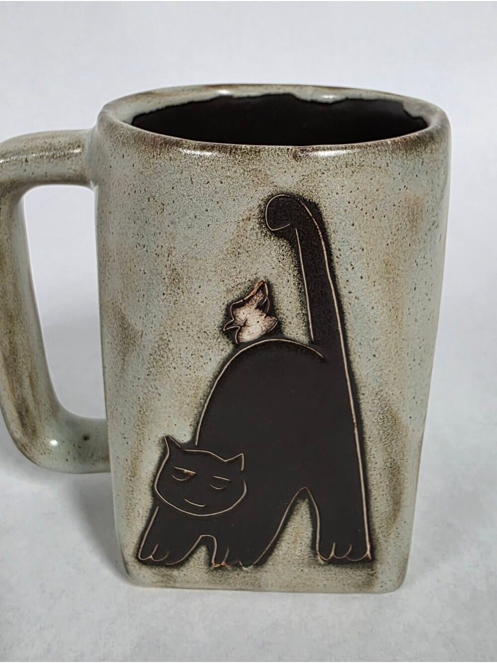 Vintage Mara Stoneware Handcrafted Cat Mug, Signed, Mexican Pottery Design - Picture 2 of 8